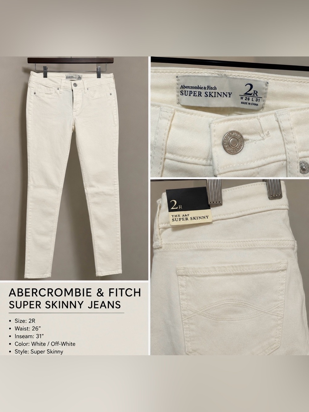 Abercrombie & Fitch Super Skinny Jeans - Off White